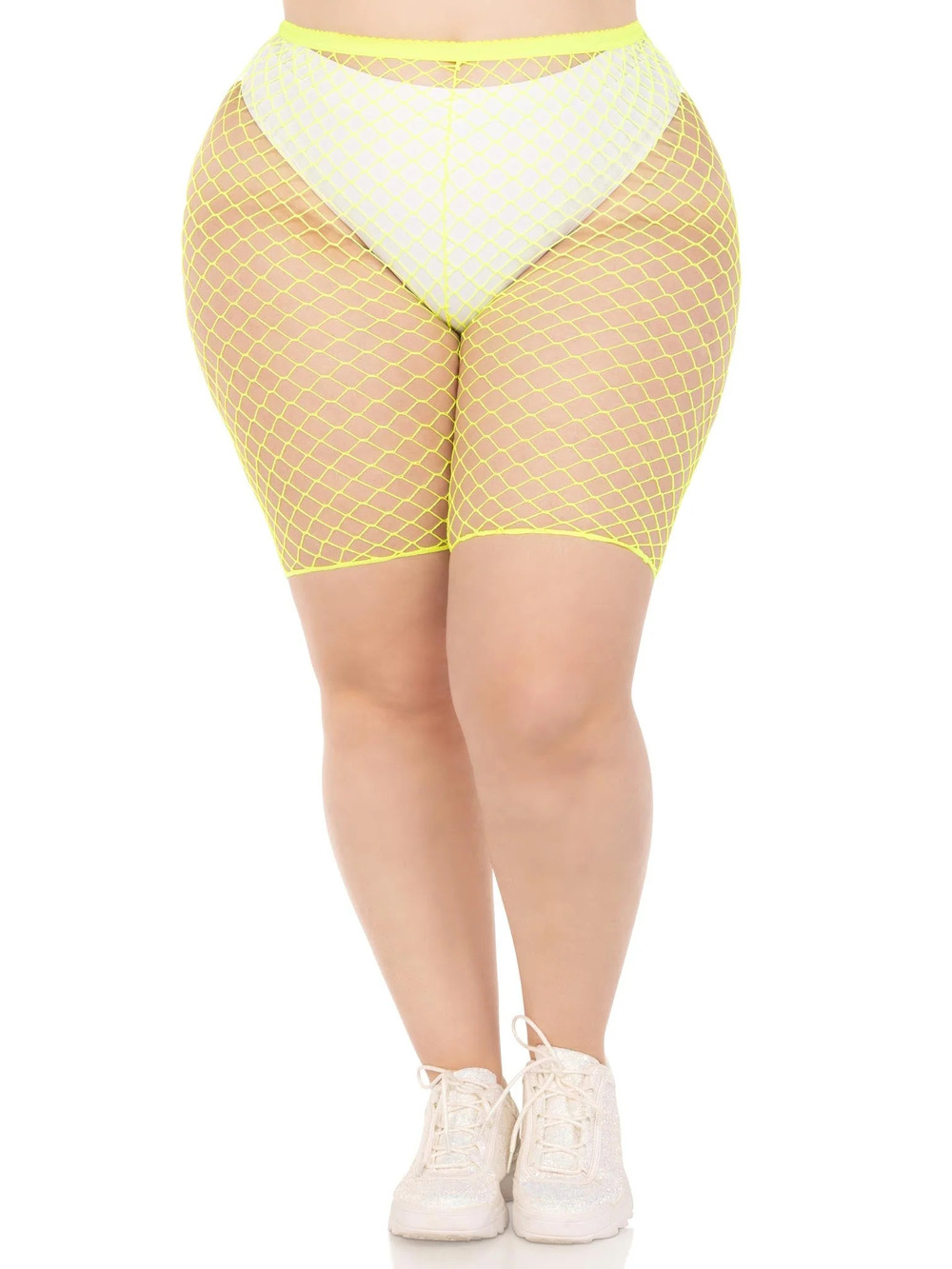 leg Avenue - Troublemaker Fishnet Biker Short - NEON YELLOW